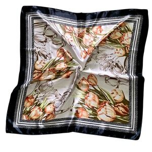 Floral print art Satin square Oversized boho hair neck scarf Romantic preppy 💖